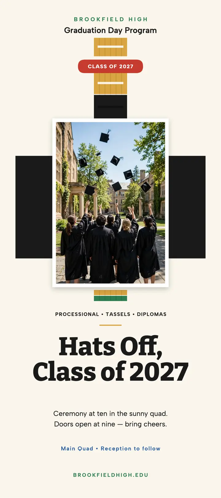 Brookfield graduation stole program: graduation program rack card template