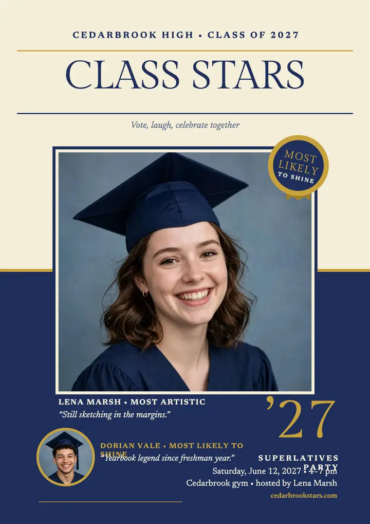 Cedarbrook superlatives party flyer template