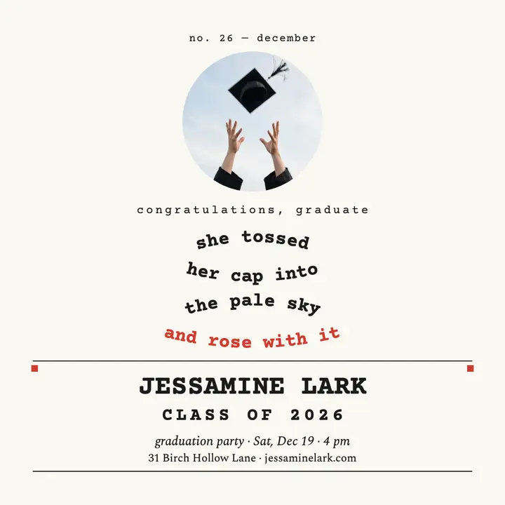 Jessamine Lark graduation wave announcement template