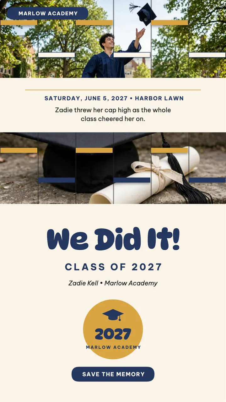 Zadie Kell graduation weave story: graduation story template