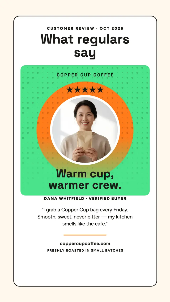 Copper Cup coffee review story: coffee review story template