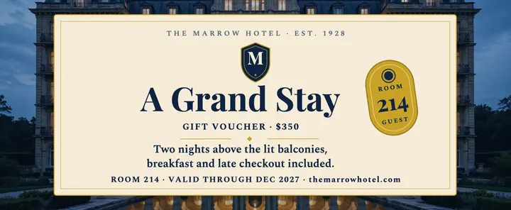 Marrow Hotel grand stay gift voucher template