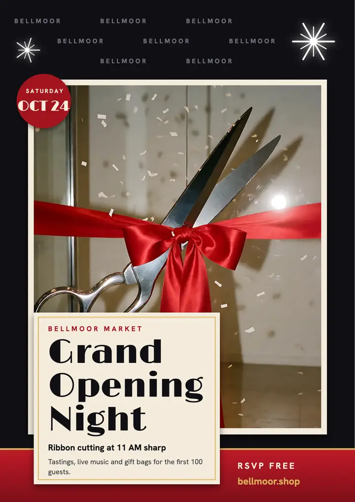 Bellmoor Market grand opening flyer template
