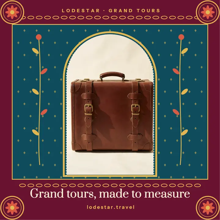 Grand tour travel planning post, silk scarf print: custom tour travel agency post template