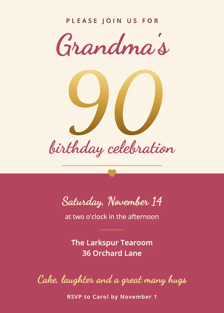 Grandma's 90th template