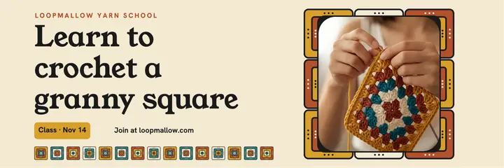 Learn to crochet a granny square class header: crochet class header template