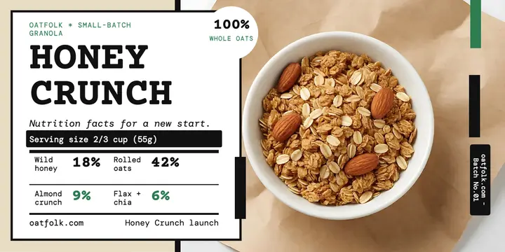 Oatfolk Honey Crunch granola launch post template