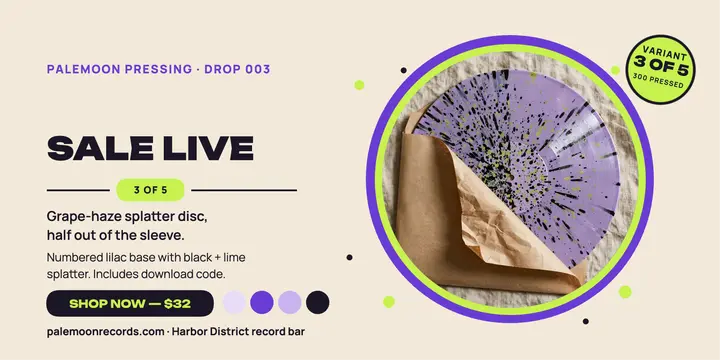 Palemoon grape splatter vinyl sale post: vinyl sale post template