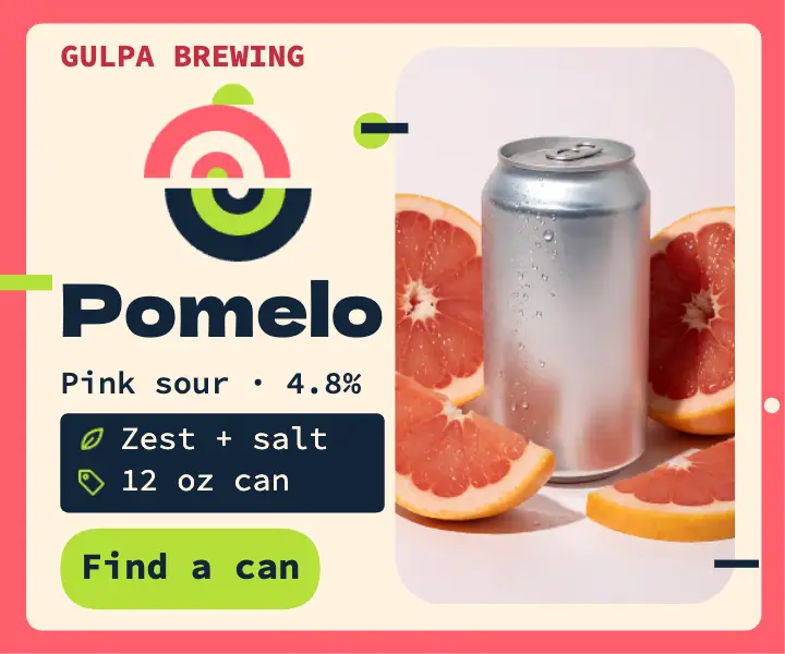 Pomelo pink grapefruit sour can ad: craft beverage display ad template