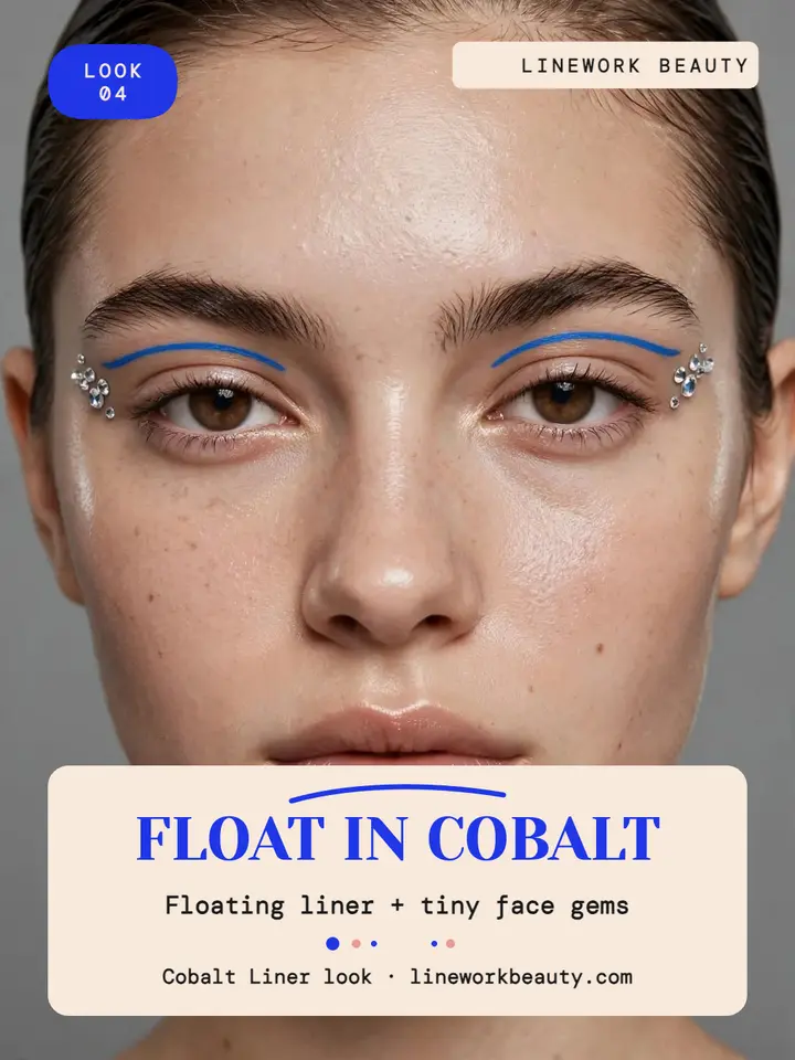 Linework Beauty cobalt liner portrait template