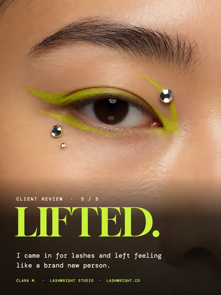 Lashwright Studio client review: beauty salon client review post template