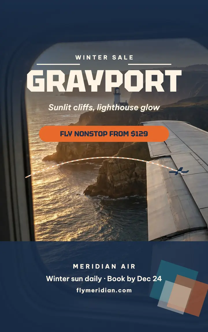 Grayport winter flight jet-age poster template