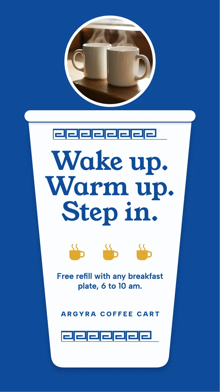 Argyra Coffee Cart blue cup story template