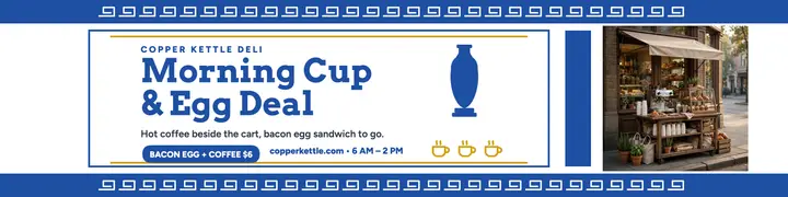 Copper Kettle Deli breakfast deal banner template