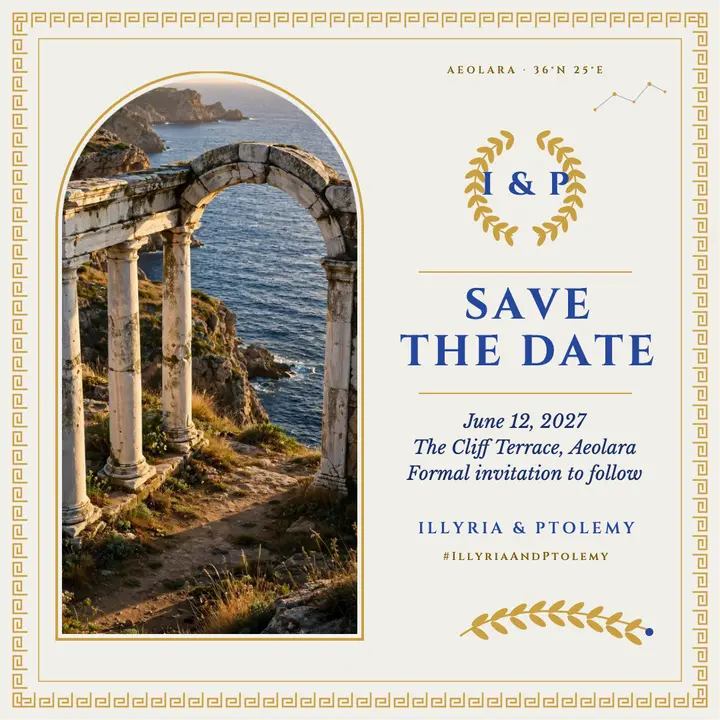 Aeolara cliff wedding save the date template