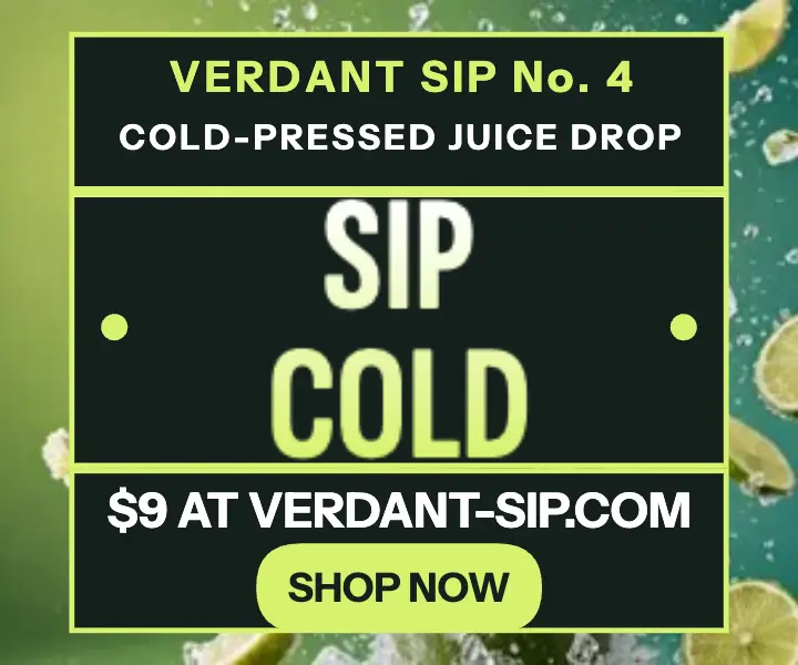 Verdant Sip cold-pressed juice splash ad template