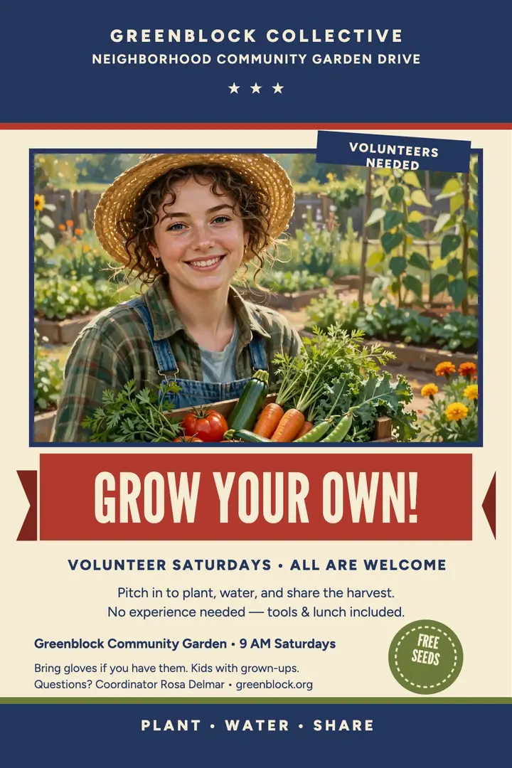 Grow Your Own garden drive poster template
