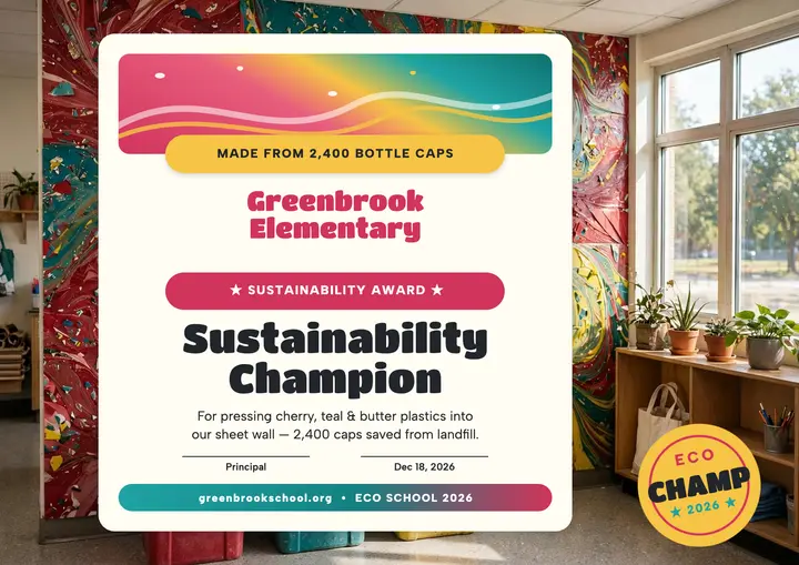 Greenbrook recycled wall champion certificate template