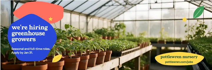 Pottlewren Nursery greenhouse growers hiring header template