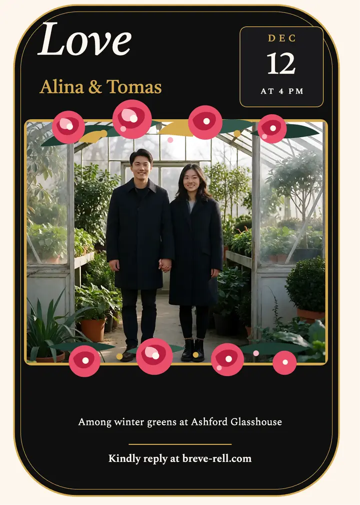 Alina and Tomas greenhouse wedding invitation template