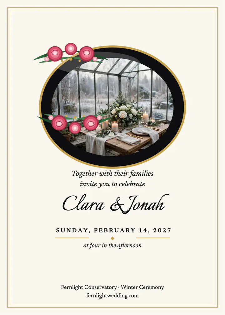Clara and Jonah greenhouse lacquer invitation template