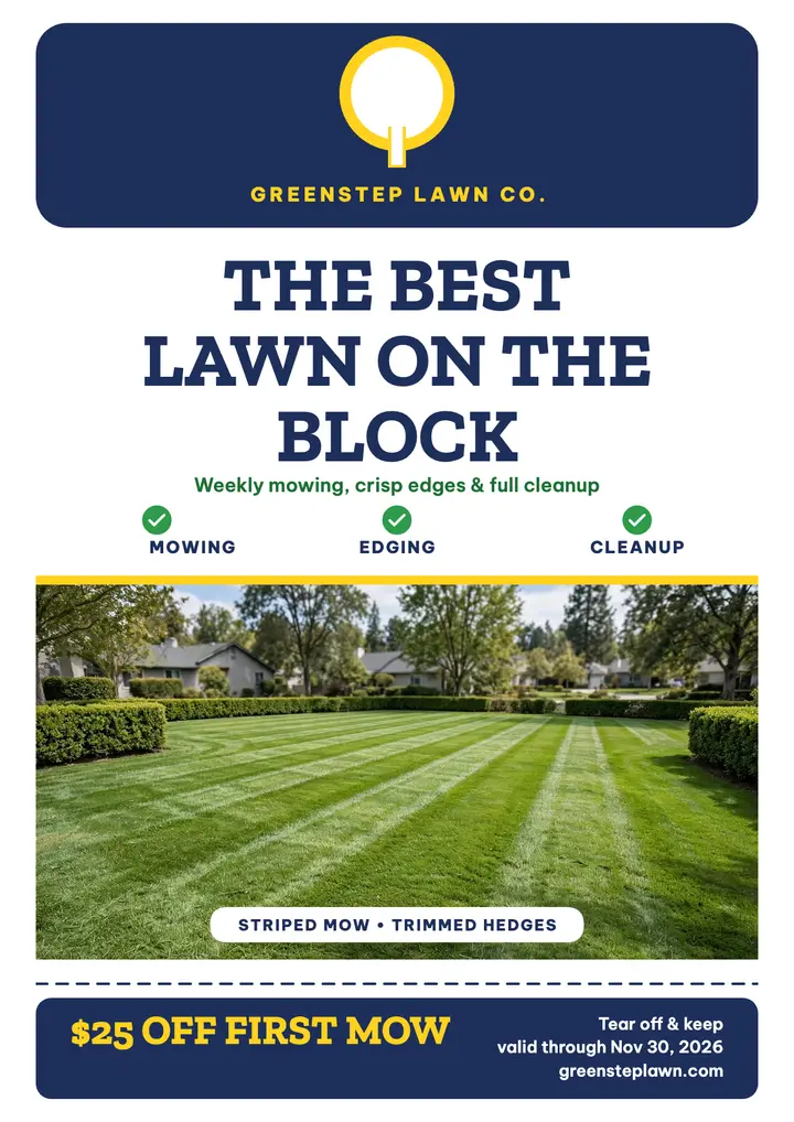 Greenstep lawn care door hanger template