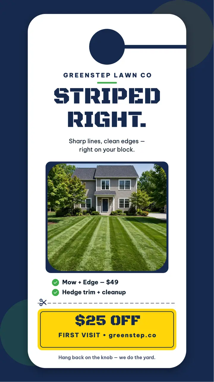 Greenstep door hanger story with coupon template