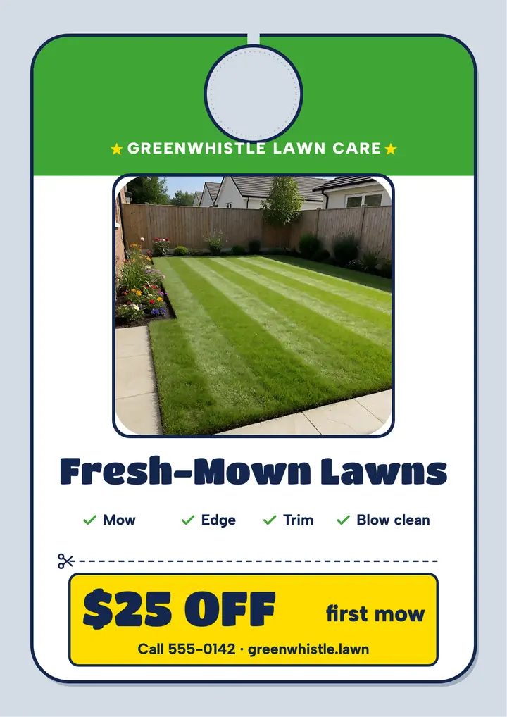 Greenwhistle lawn care door hanger template