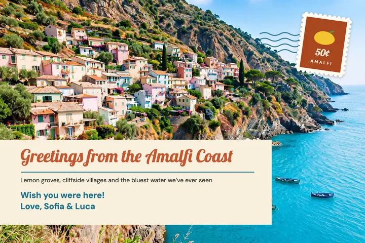 Greetings from the Amalfi Coast template