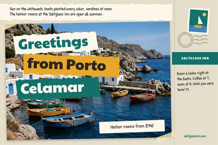 Saltglass Inn greetings postcard template