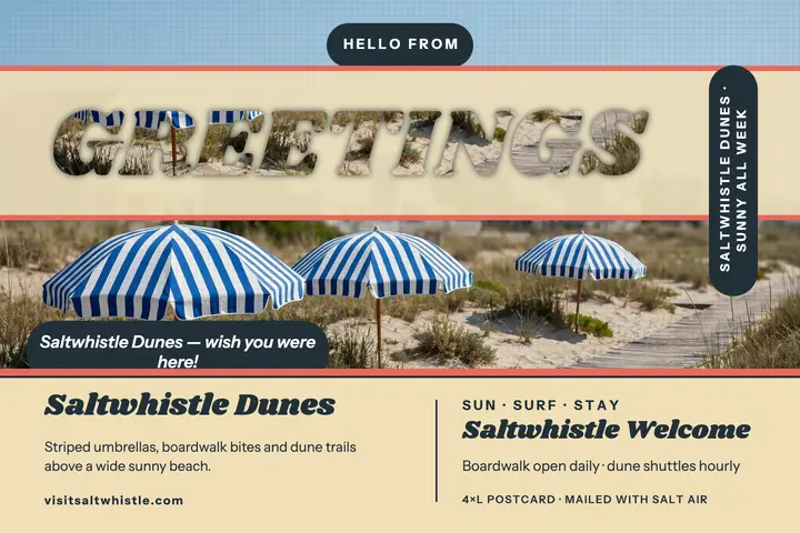 Saltwhistle Dunes greetings postcard template