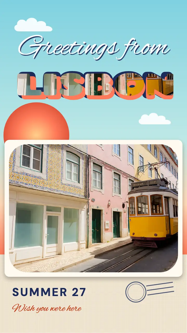 Greetings from Lisbon postcard story template