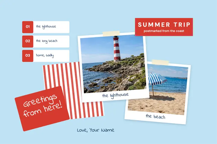 Greetings scrapbook postcard template
