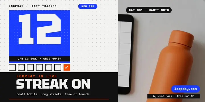 Loopday habit app launch grid post: app launch post template