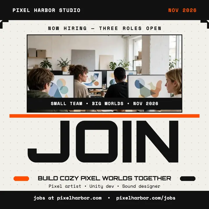 Pixel Harbor game studio hiring post: game studio hiring post template