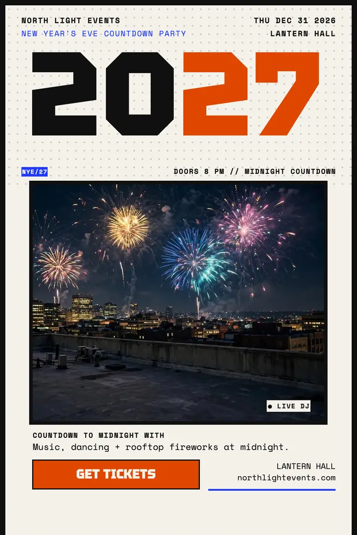 Lantern Hall New Year countdown poster template