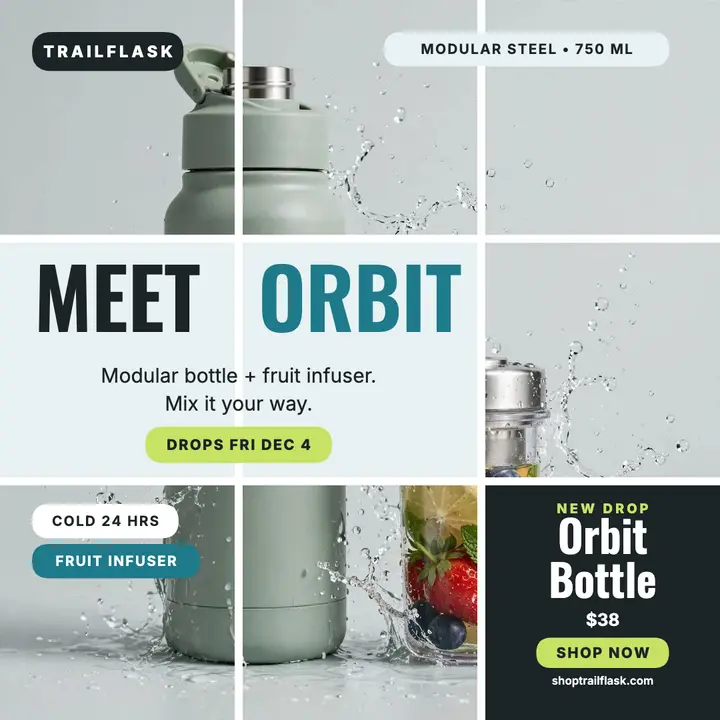 Trailflask Orbit Bottle grid launch post: bottle launch post template