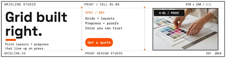 Gridline Studio grid billboard: print studio ad template