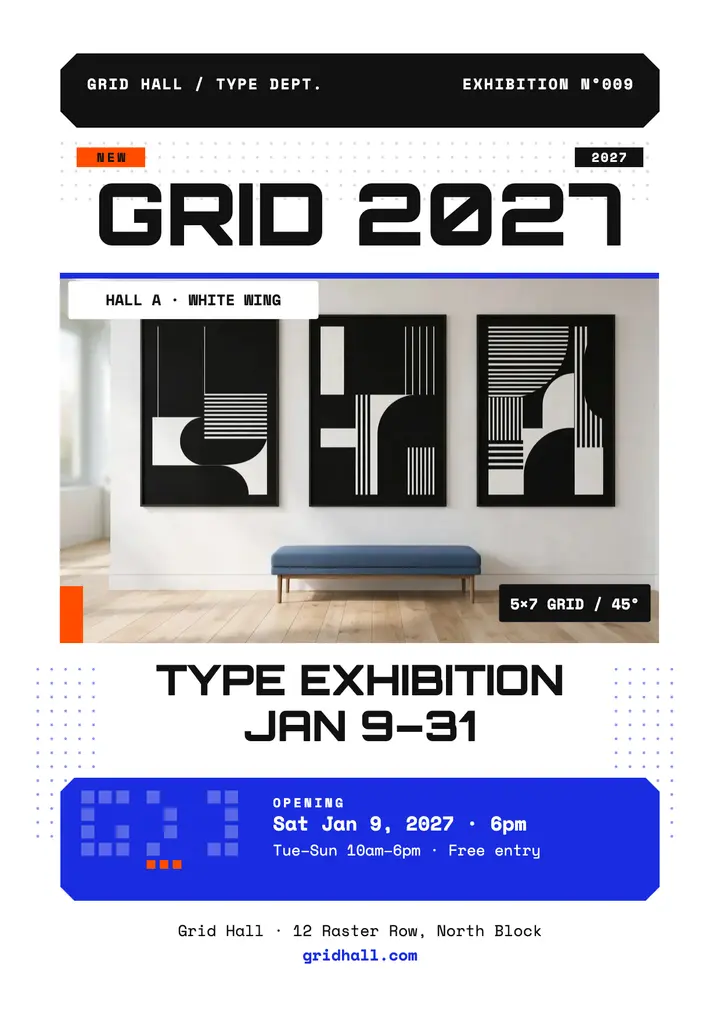 Grid Hall Grid 2027 type exhibition flyer template