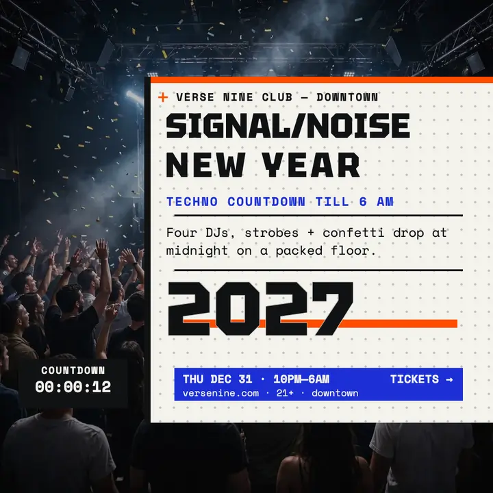 Verse Nine Signal Noise New Year poster template