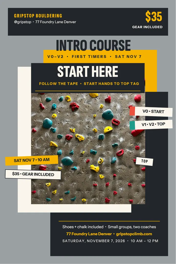 Gripstop intro bouldering course poster template