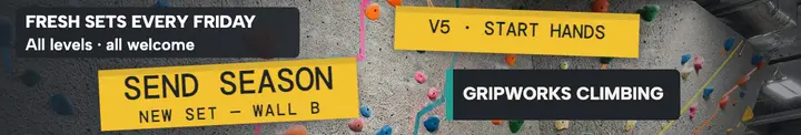 Gripworks Climbing route tape cover: climbing gym linkedin cover template