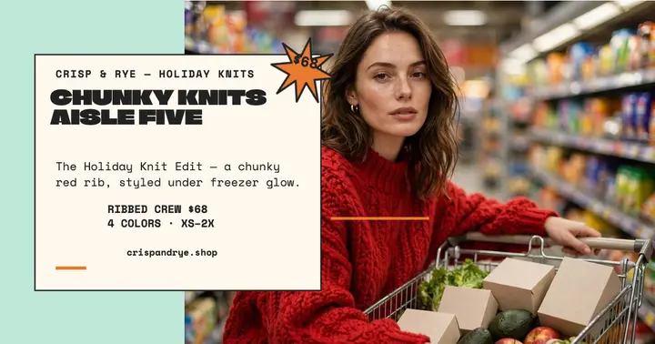 Crisp and Rye holiday knit aisle post template