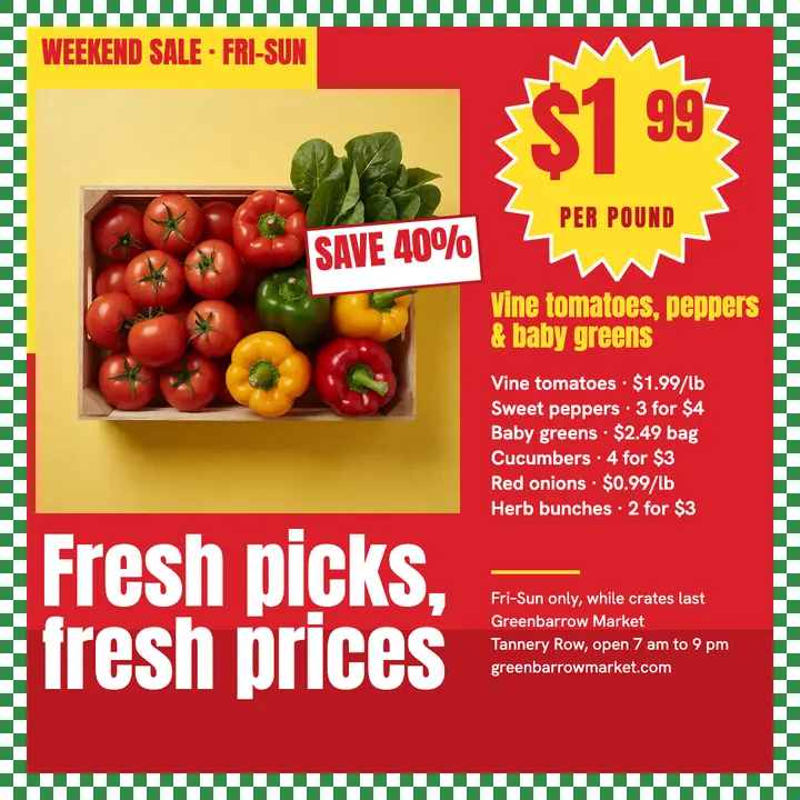 Greenbarrow Market weekend produce sale template