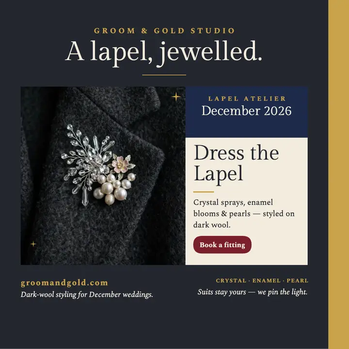 Groom lapel brooch styling post template