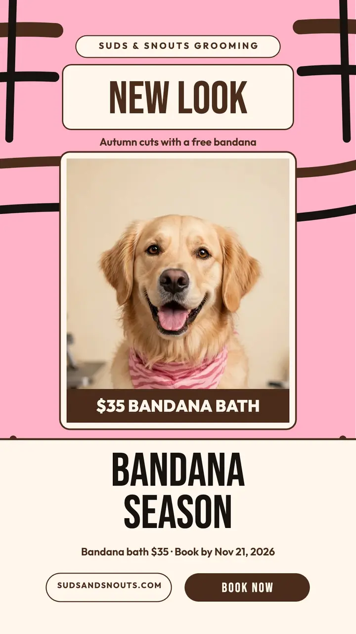Suds and Snouts bandana promo story template