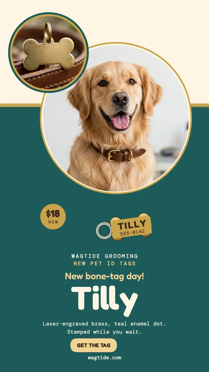 Wagtide bone tag story with Tilly template