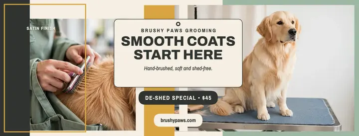 Brushy Paws grooming cover, groomer hands template
