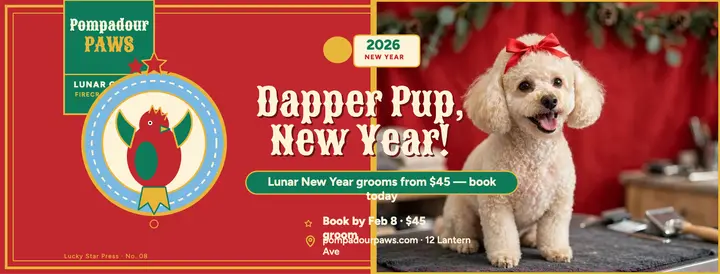 Pompadour Paws Lunar New Year cover template