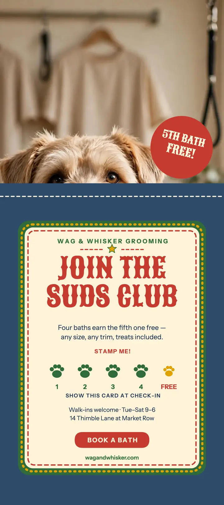 Wag and Whisker Suds Club patch card template